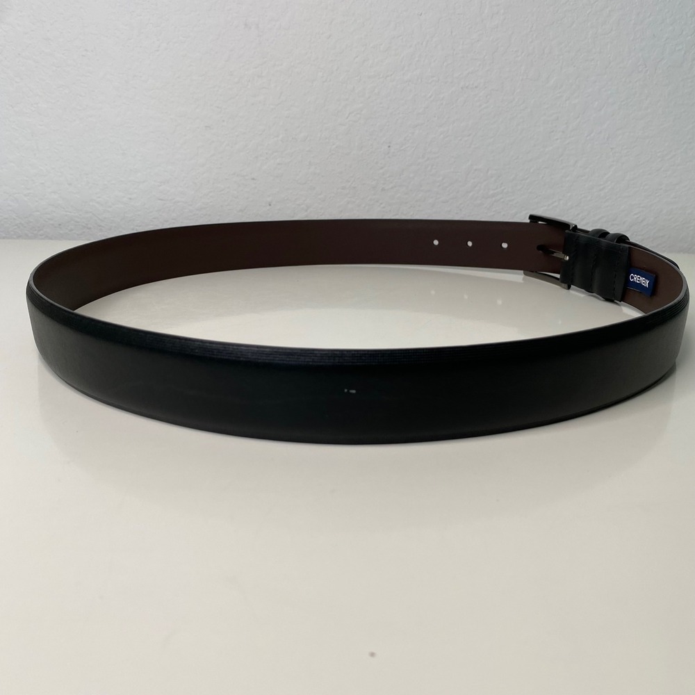 Cremieux Mens Black Full Grain Leather Dress Belt Size 38 Gunmetal Buckle - Picture 8 of 10